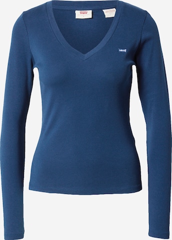 T-shirt 'Long Sleeve V-Neck Baby Tee' LEVI'S ® en bleu : devant