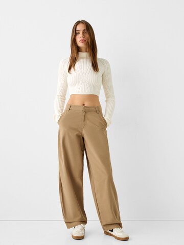 Bershka Loosefit Hose in Beige