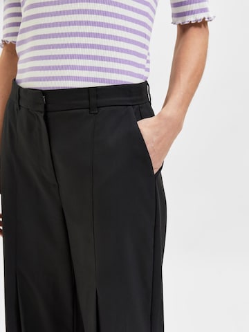 SELECTED FEMME Flared Pleated Pants in Black