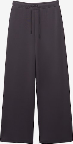 Pull&BearWide Leg/ Široke nogavice Hlače - crna boja: prednji dio