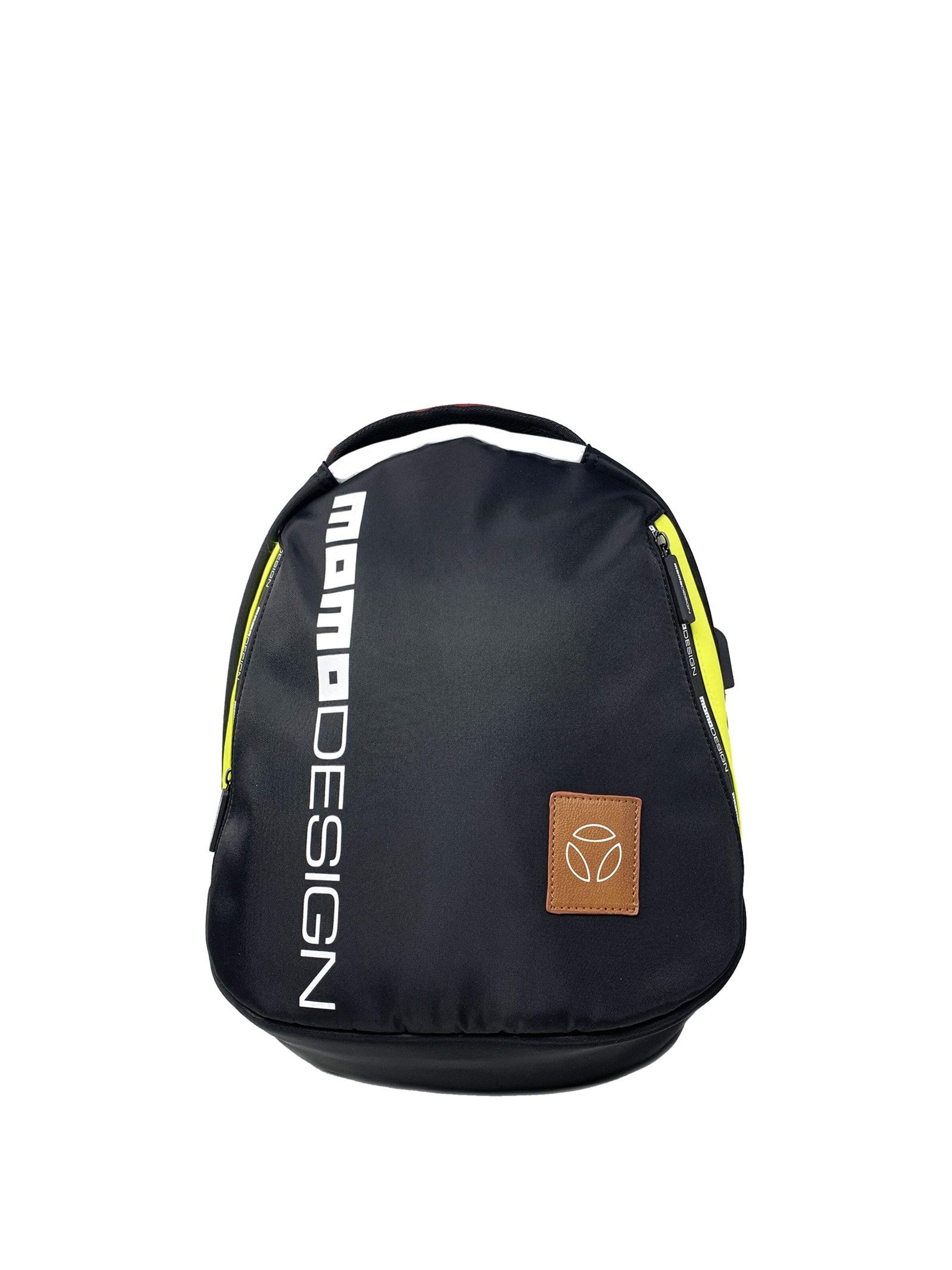 Zaino 'Zaino Momo Design Nylon con Dettagli Gialli - 32x40x15 cm' di Momo Design in nero: frontale