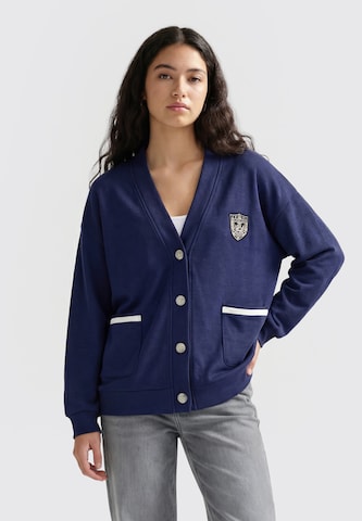 Cardigan 'VARSITY' MYMO en bleu : devant