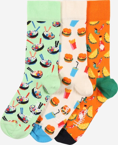 Happy Socks Chaussettes 'Food Lover' en vert clair / mélange de couleurs / orange foncé / blanc cassé, Vue avec produit