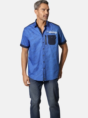 Jan Vanderstorm Comfort fit Button Up Shirt ' Lysander ' in Blue: front