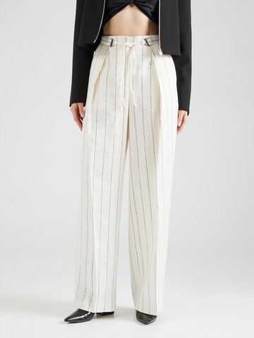 BOSS Wide leg Pleat-front trousers 'Tiana5' in Beige: front