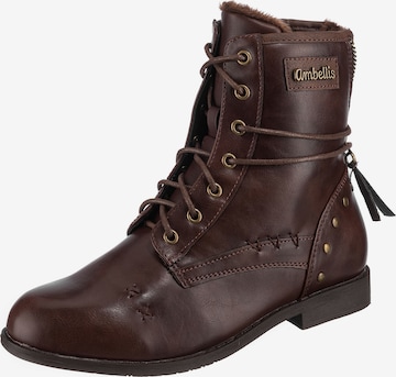 ambellis Lace-Up Ankle Boots in Brown: front
