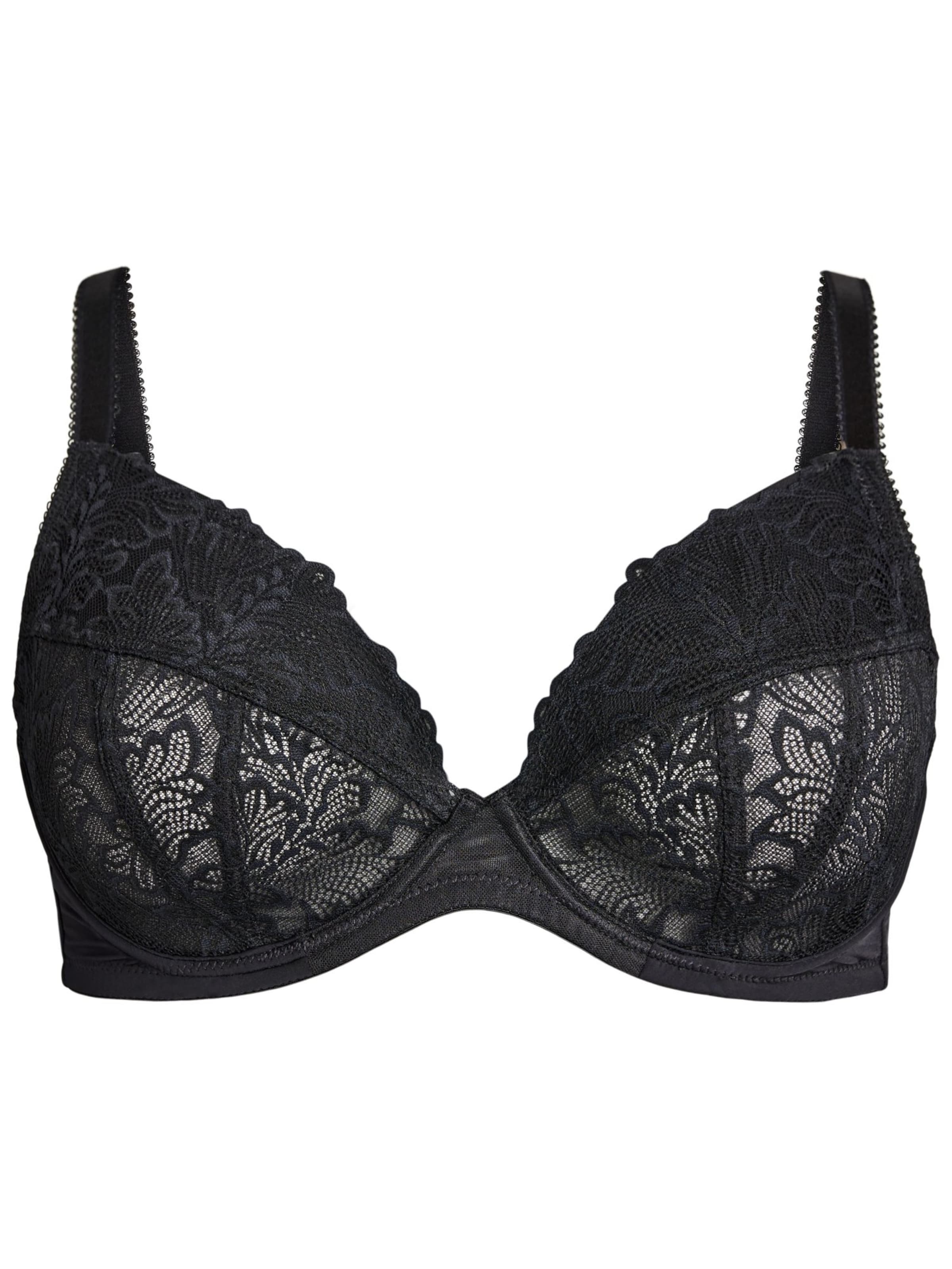 Devoted by Zizzi T-Shirt BH &#x27;Viola&#x27; in Schwarz: Vorderseite