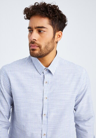 Leif Nelson Regular fit Overhemd in Blauw