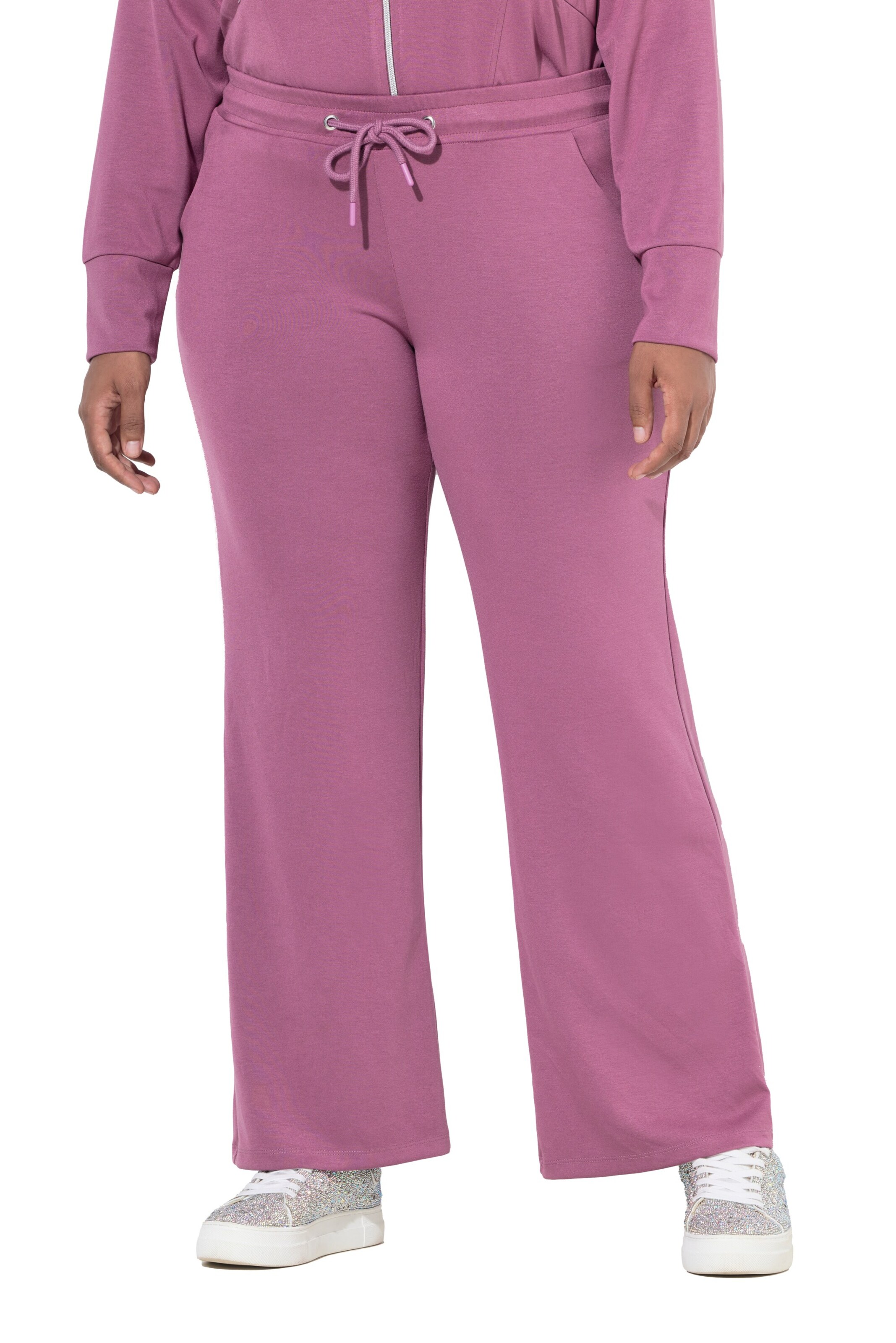 Ulla Popken Wide leg Broek in Roze: voorkant