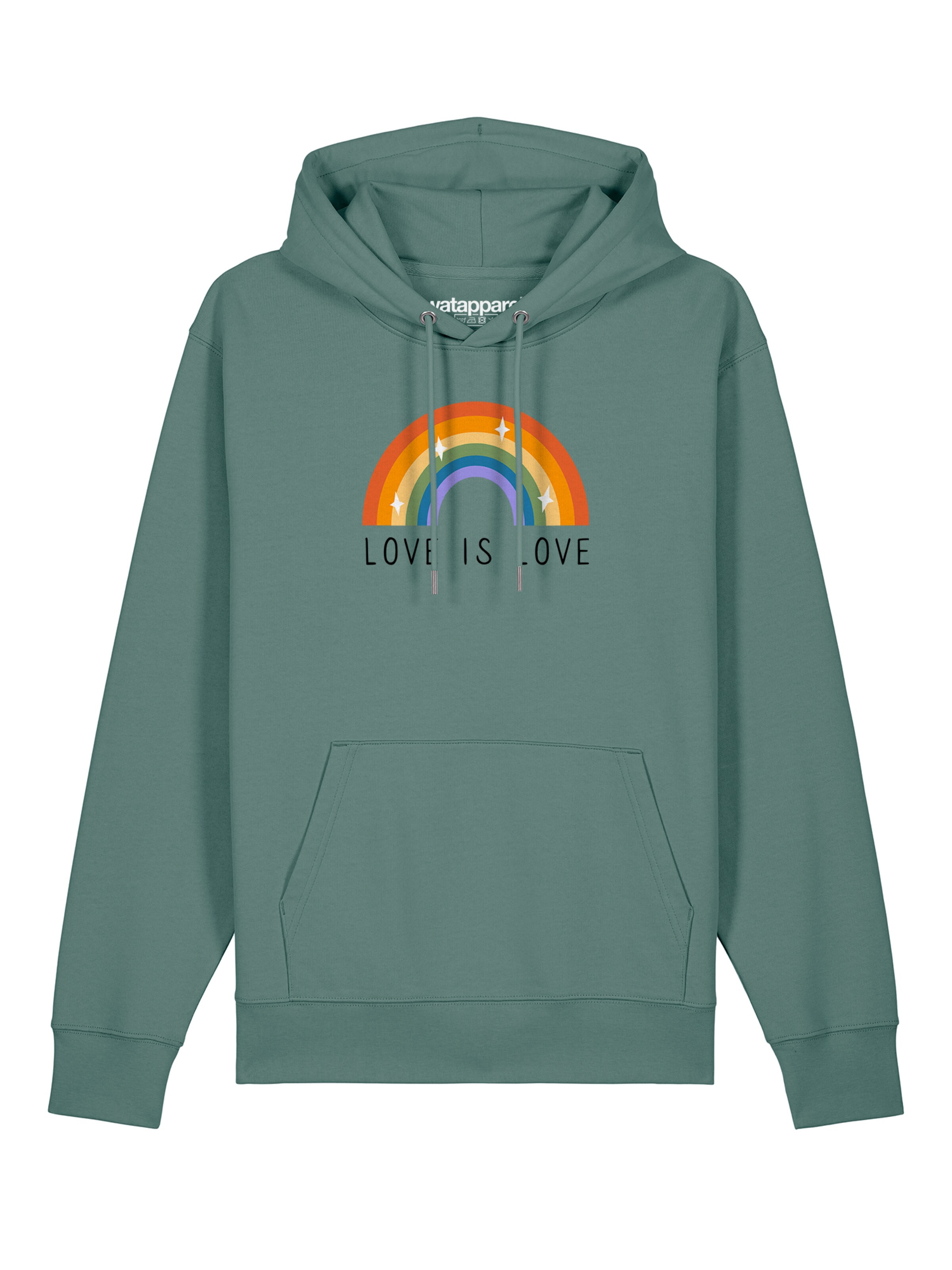 Watapparel Sweatshirt ' Love is Love ' in Groen: voorkant