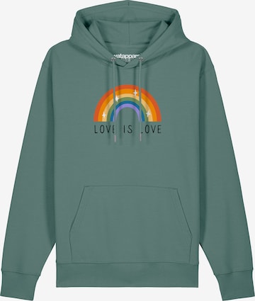 Watapparel Sweatshirt ' Love is Love ' in Groen: voorkant