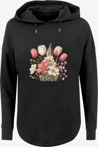 F4NT4STIC Sweatshirt 'Rosa Weißer Frühlingsblumenstrauß' in Schwarz: Vorderseite