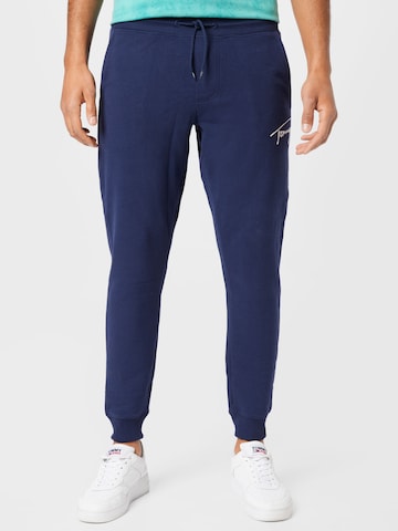 Tommy Jeans Tapered Broek in Blauw: voorkant