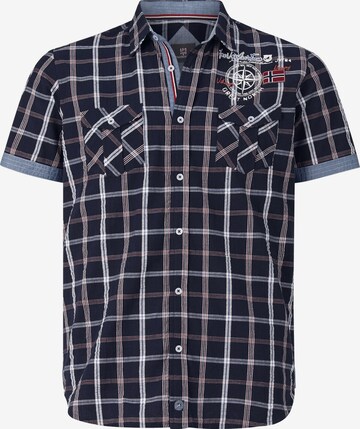 Jan Vanderstorm Comfort fit Button Up Shirt ' Berty ' in Blue: front