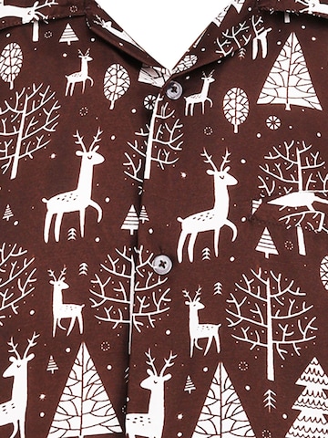 King Kameha Regular fit Overhemd 'Christmas Reindeer' in Bruin