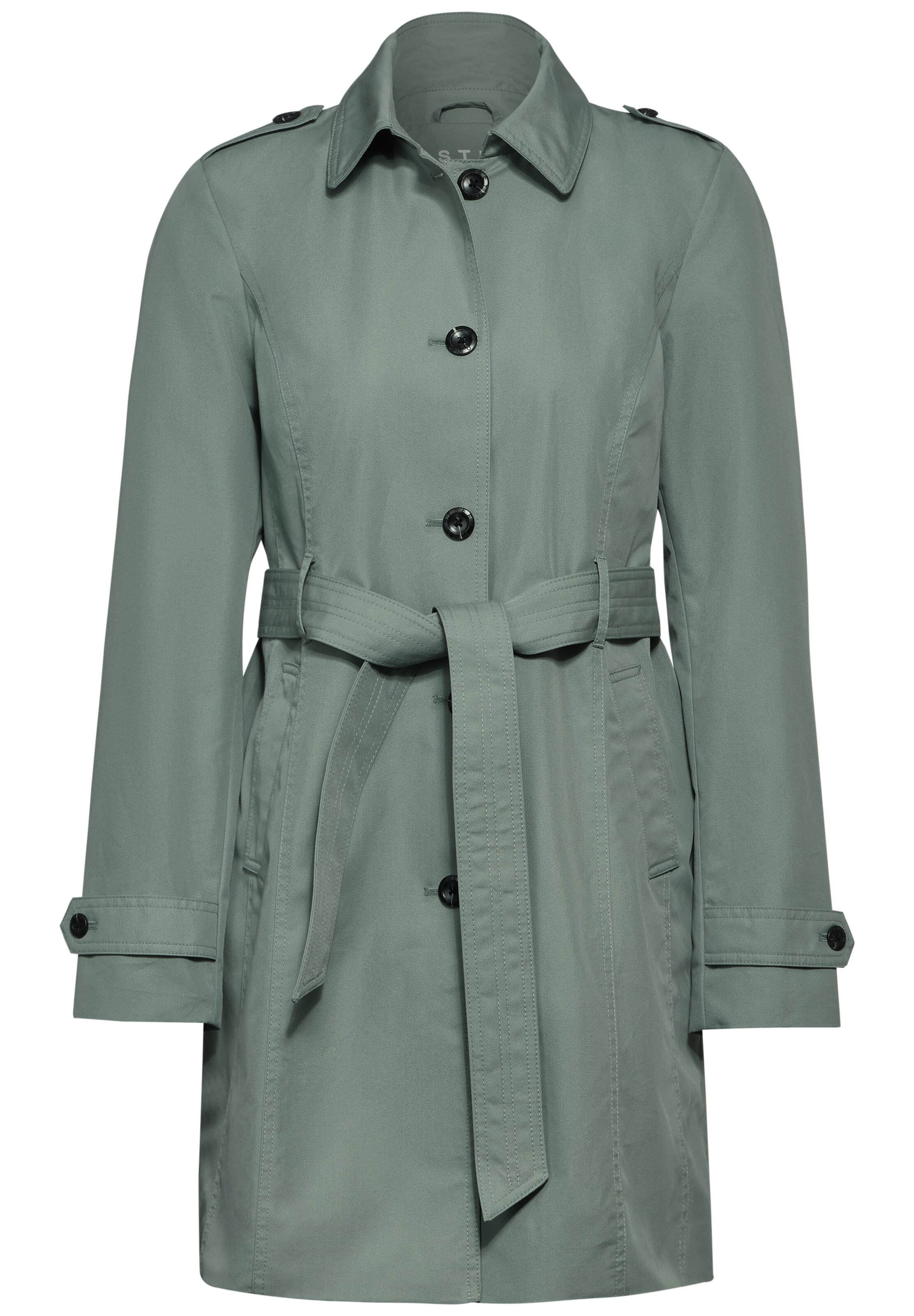 STREET ONE Between-Seasons Coat in Green: front