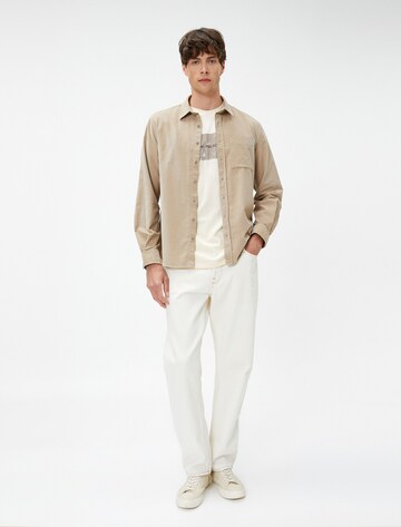 Koton Regular fit Button Up Shirt in Beige