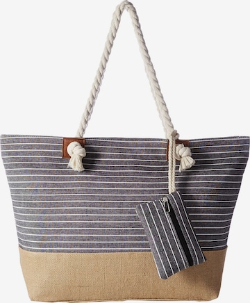 DonDon Beach Bag 'DonDon Strandtasche mit Reißverschluss Shopper Beach bag Badetasche Bunte Welt' in Grey: front