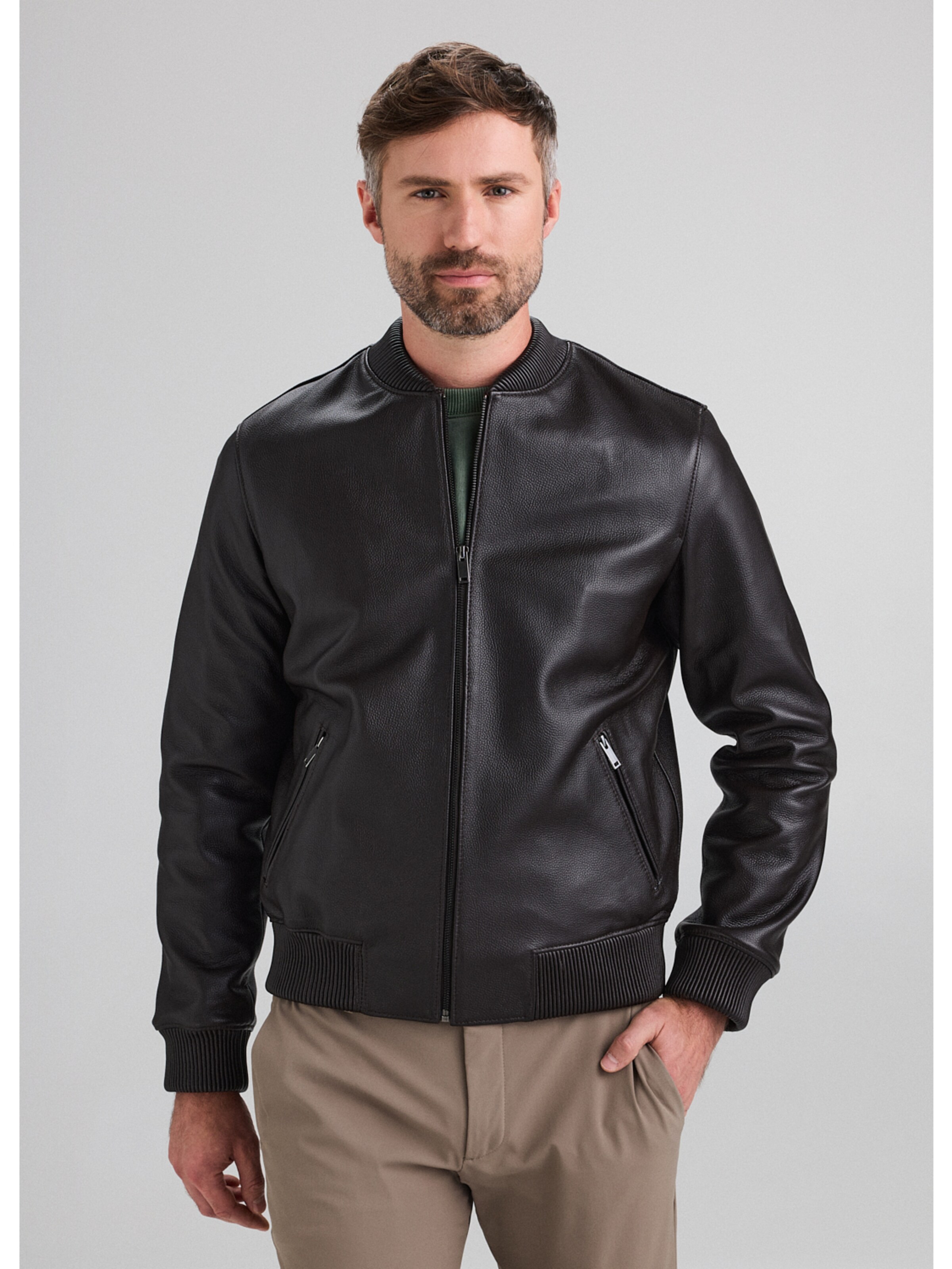 A&A Vesa Übergangsjacke 'Leather Jacket with texture'‌‌‌‌‌‌‌‌‌ in Braun: Vorderseite