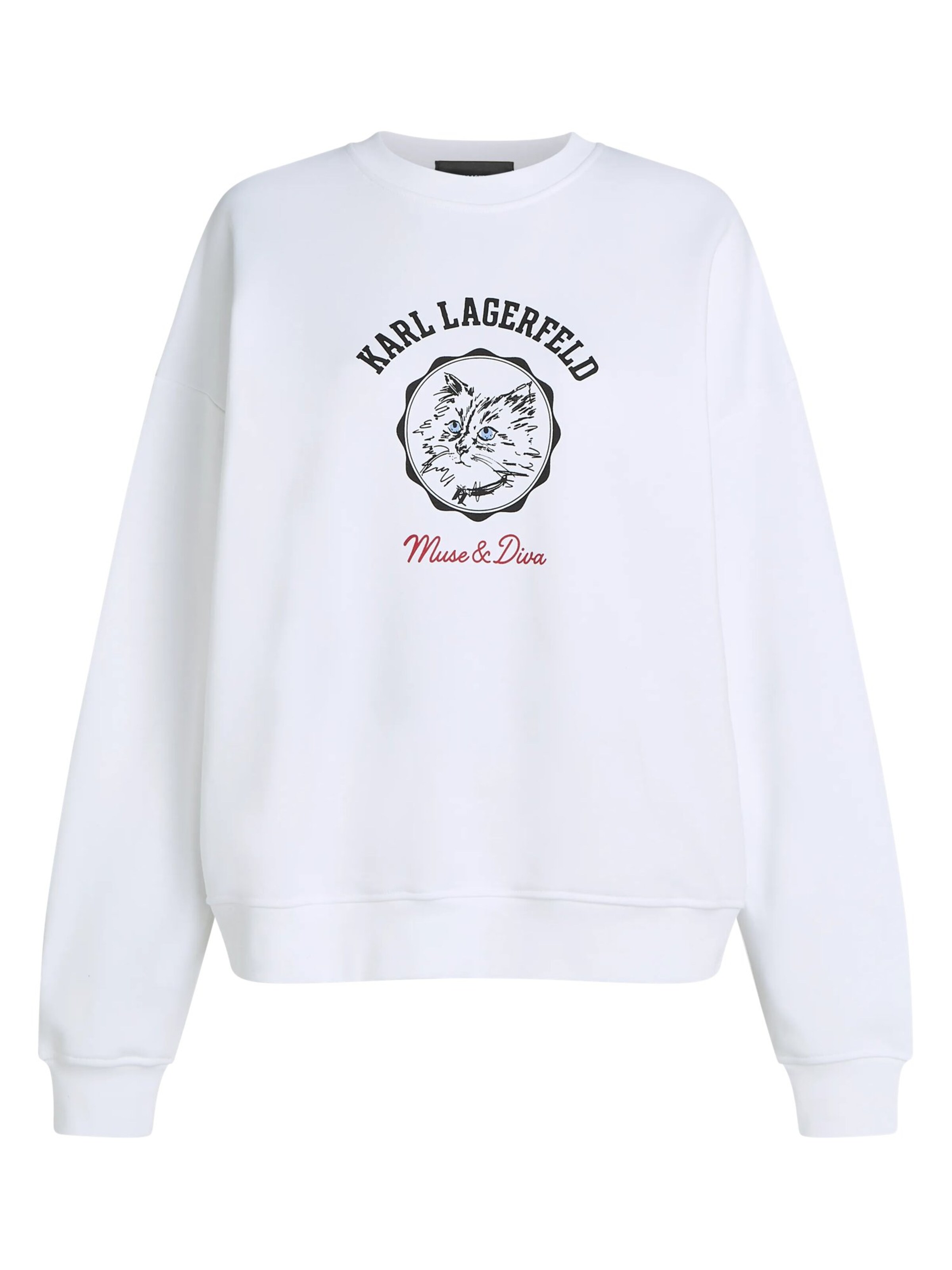 Karl Lagerfeld Sweatshirt ' Ikon Choupette Muse' in Wit: voorkant