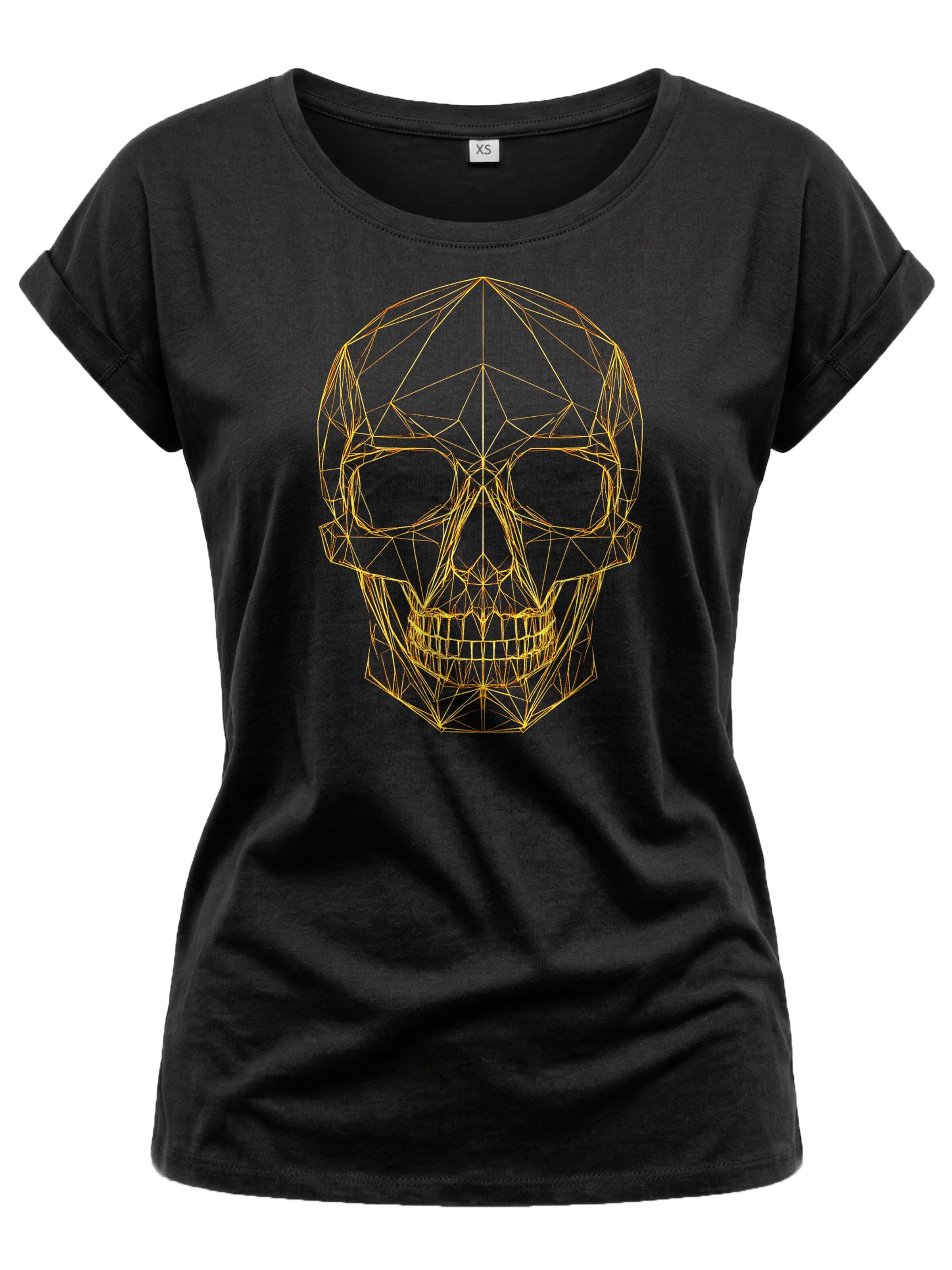 MAKAYA Shirt 'Line Skull' in Black