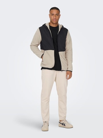 Only & Sons Fleece Jacket 'NOAH' in Beige