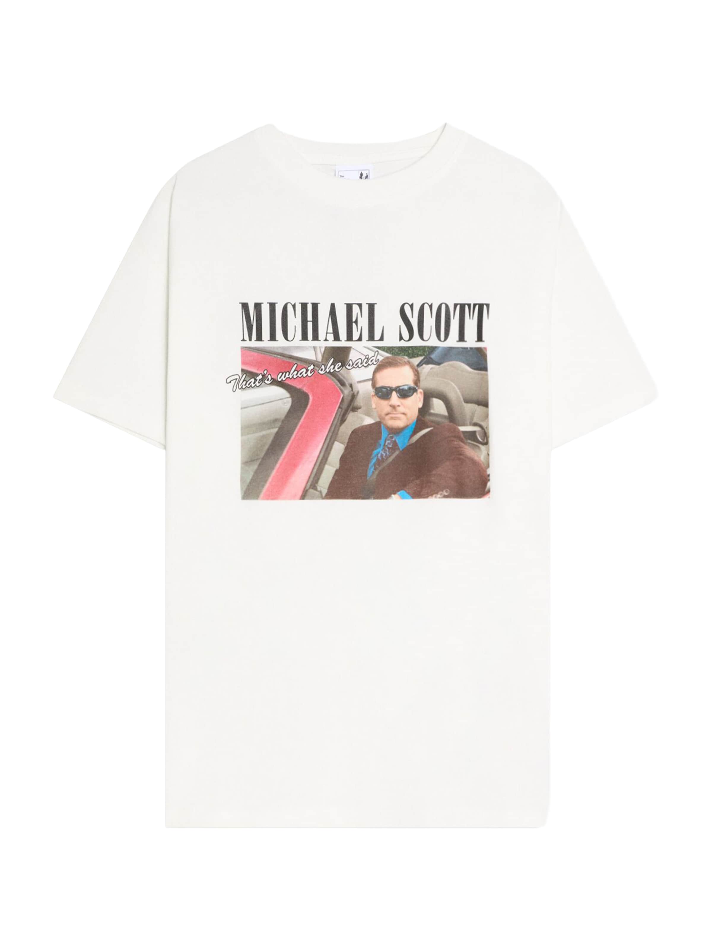 BershkaMajica 'SCOTT THE OFFI' - bijela boja: prednji dio