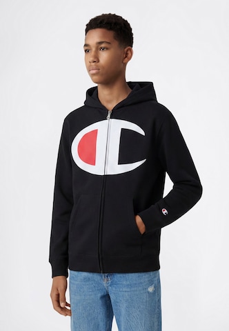 Champion - Sudadera con cremallera en negro: frente