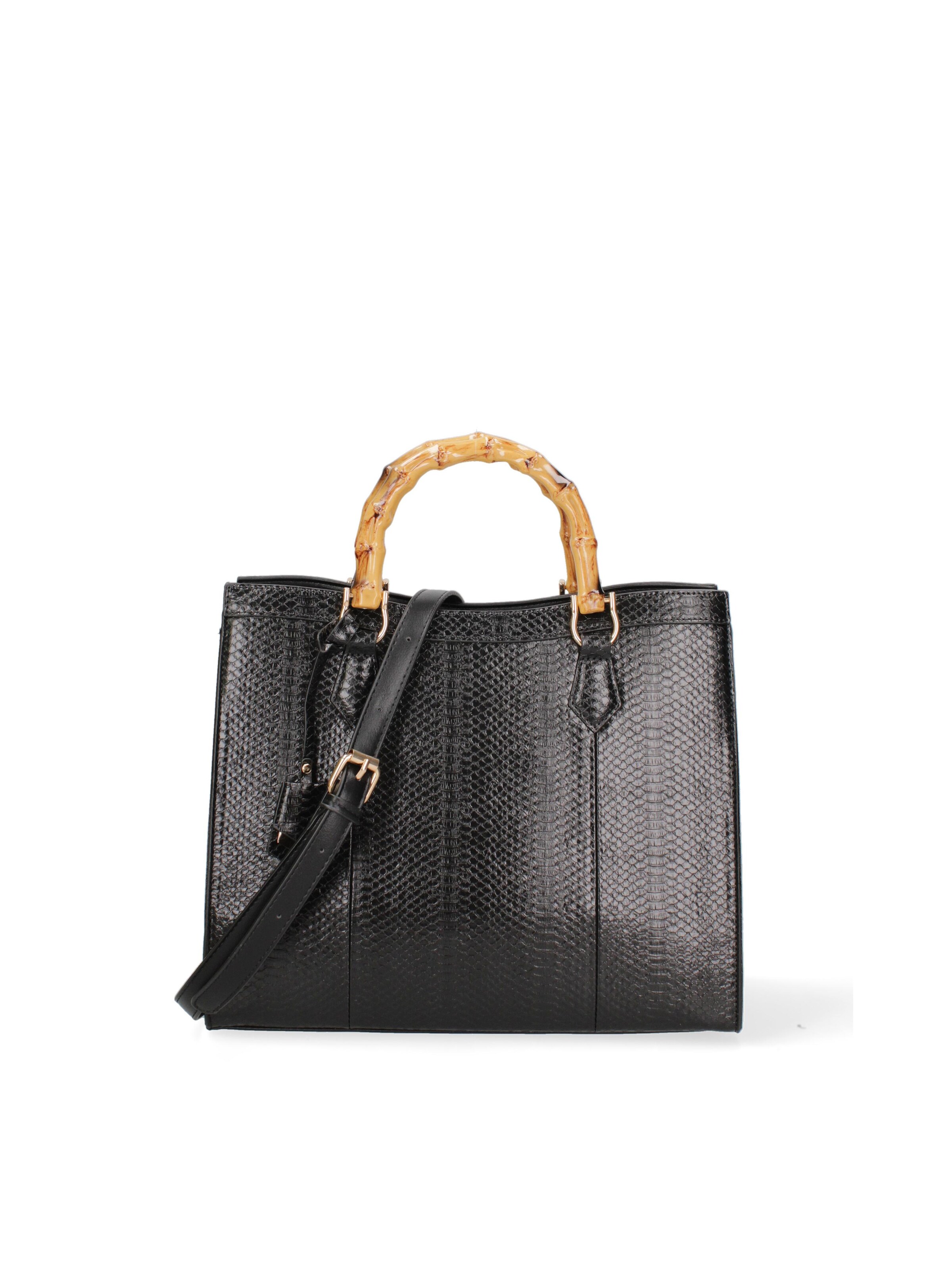 Borsa a spalla 'Borsa a Spalla Donna Ecopelle Vegana con Manico Bambù' di Diana&Co. in nero