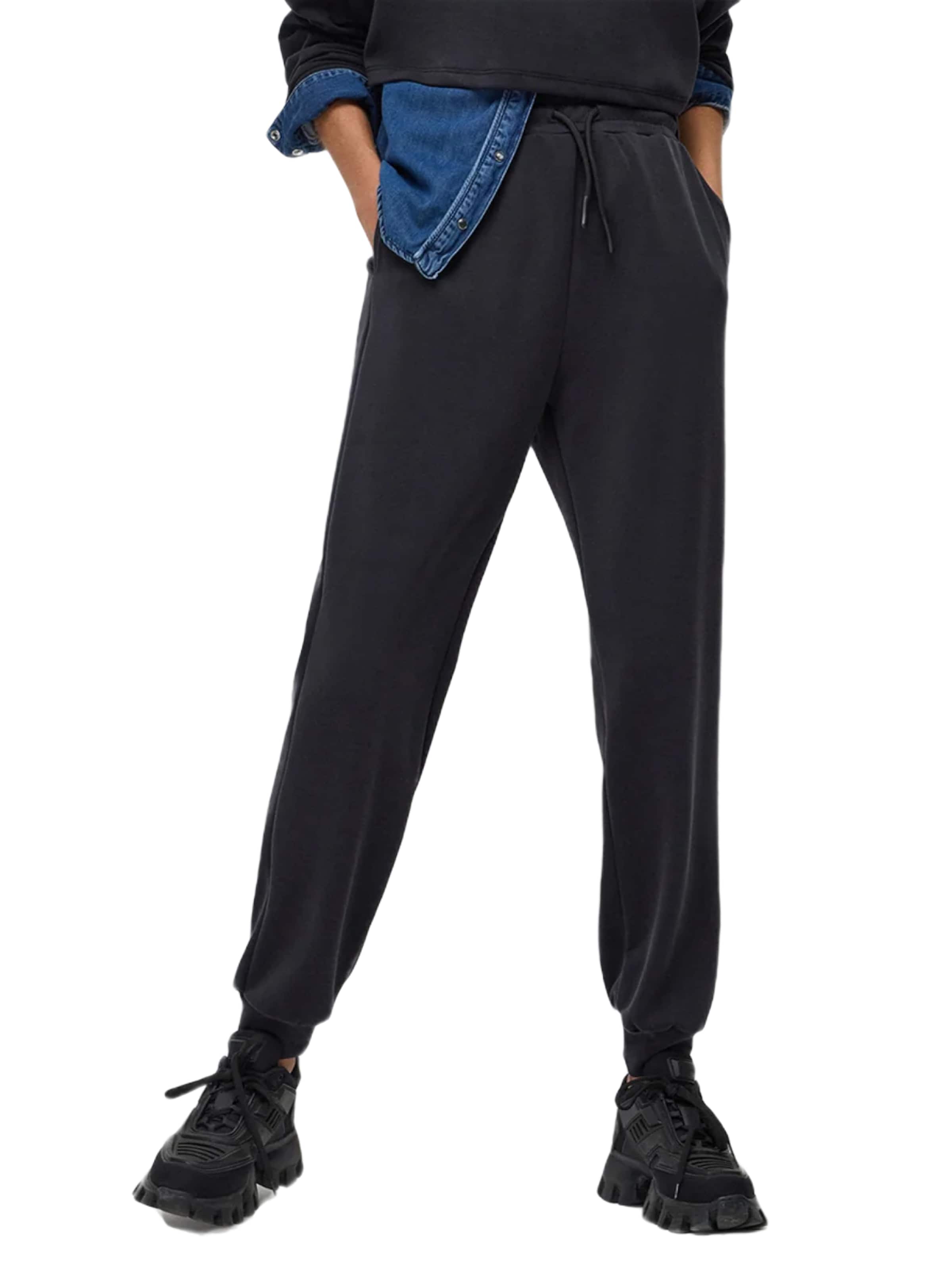 No Matter What Tapered Trousers in Black: front