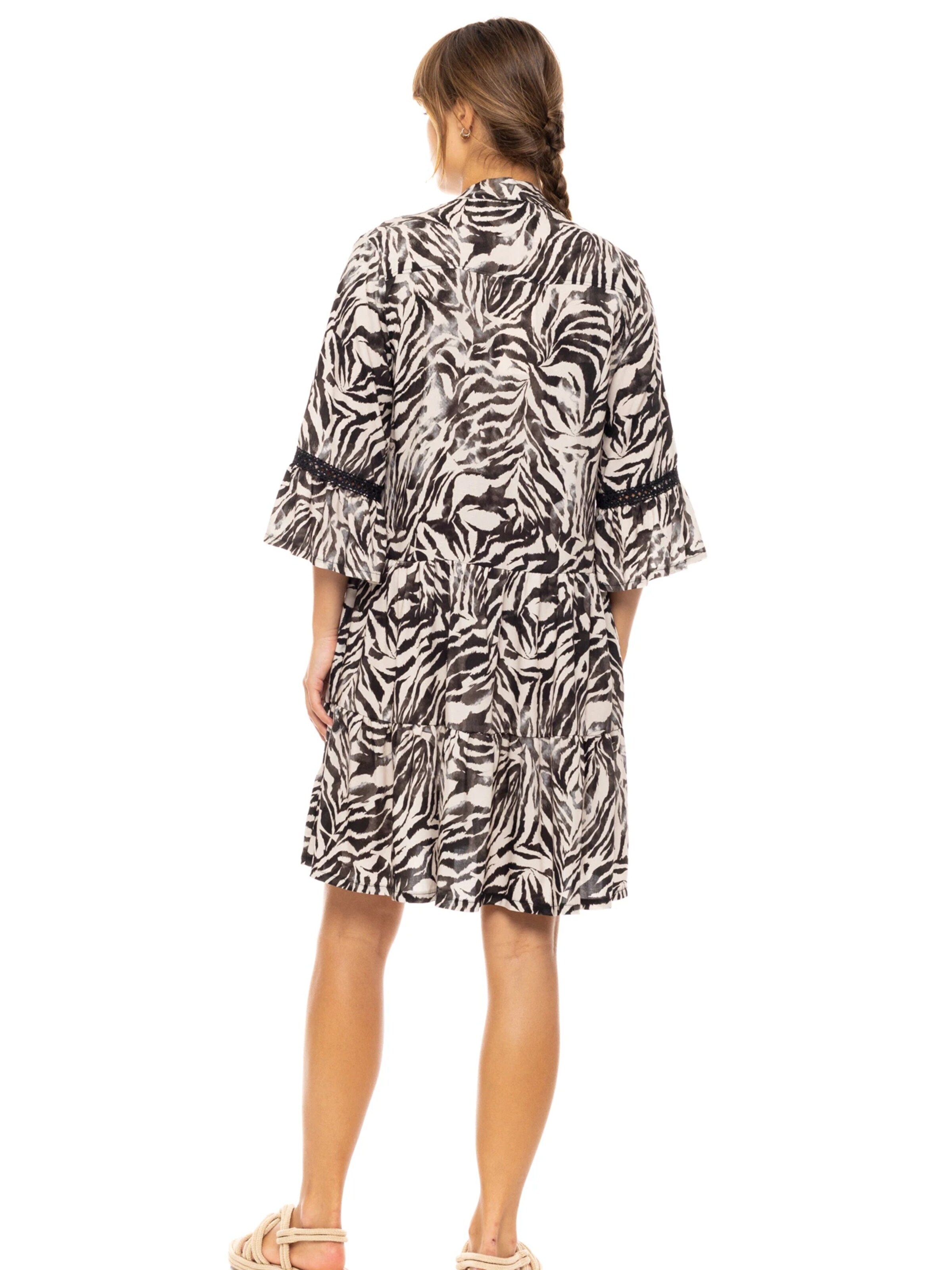 Pink Label - Vestido de verão 'BEACHWEAR BLACK LEOPARD' em preto