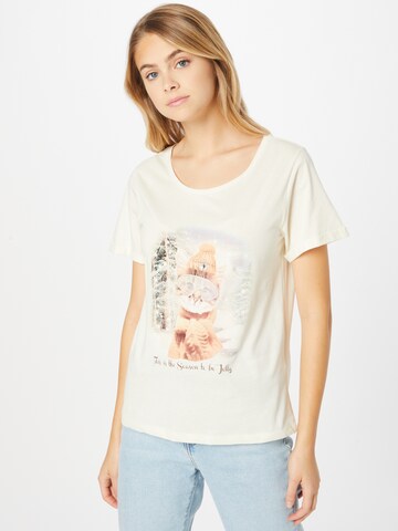 T-shirt 'Carla ' Cream en beige : devant