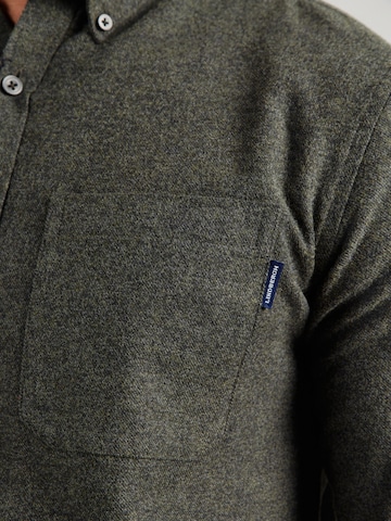 Lindbergh - Ajuste regular Camisa 'Brushed' en verde