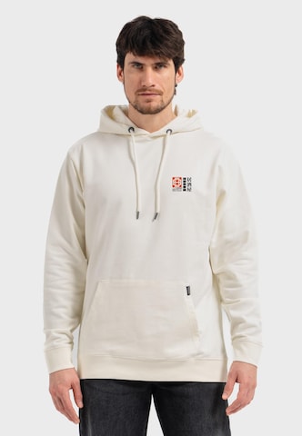 Oldskull Sweatshirt 'Asian Neo Tokyo Floating Izakaya Graphic' in White: front