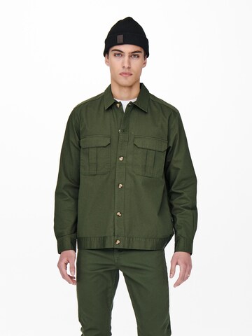 Only & Sons Regular fit Between-Season Jacket 'SEMIR' in Green: front