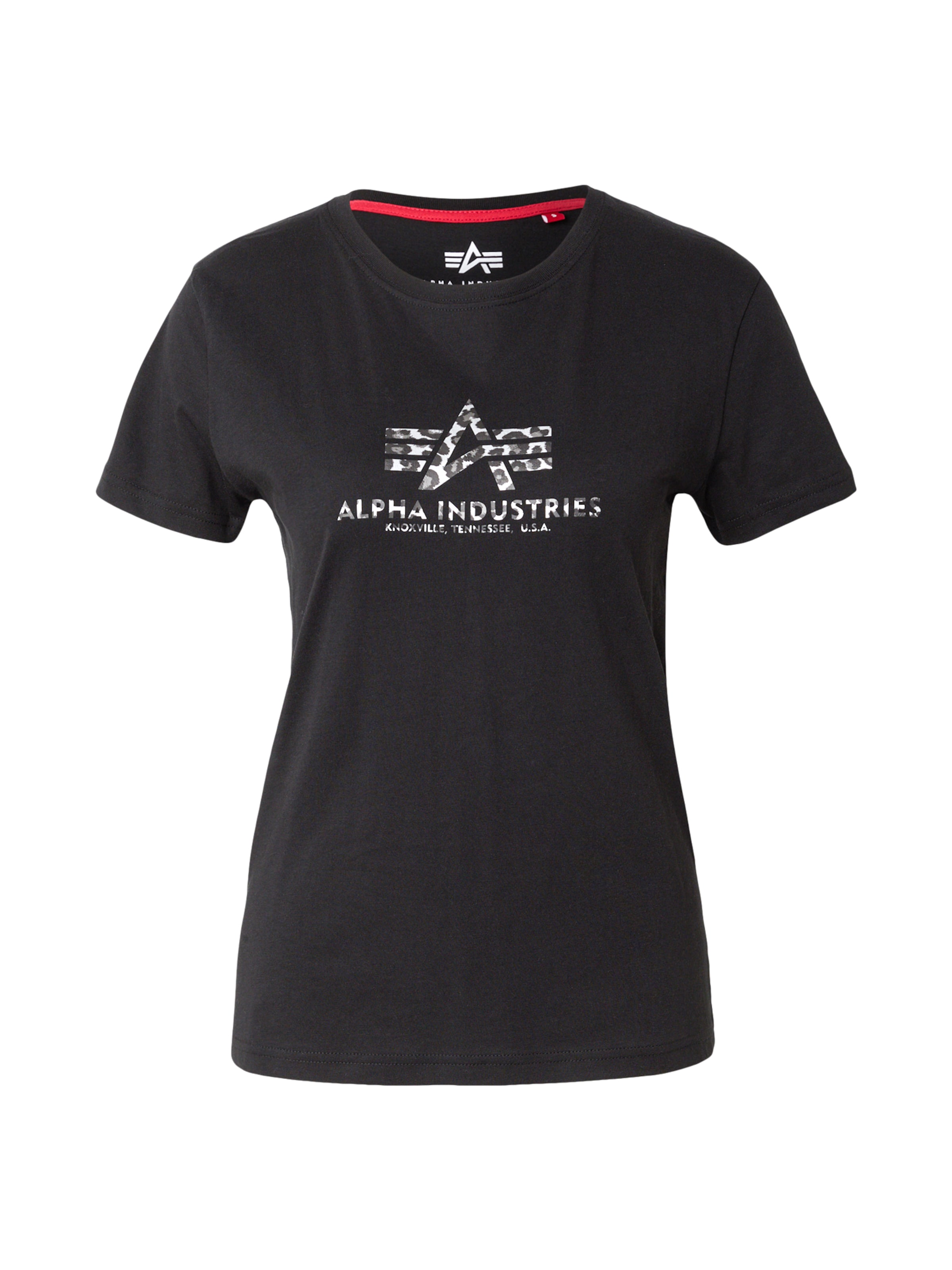 ALPHA INDUSTRIES Футболка &#x27;Mirror&#x27; в Черный: спереди