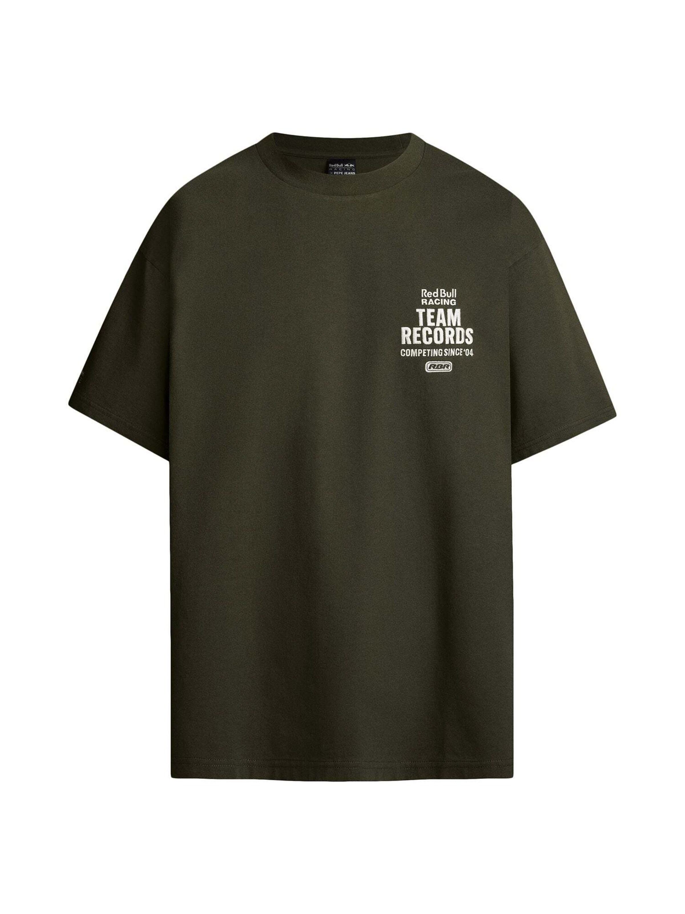 Red Bull Racing x Pepe Jeans Shirt 'Team Records' in Green: front