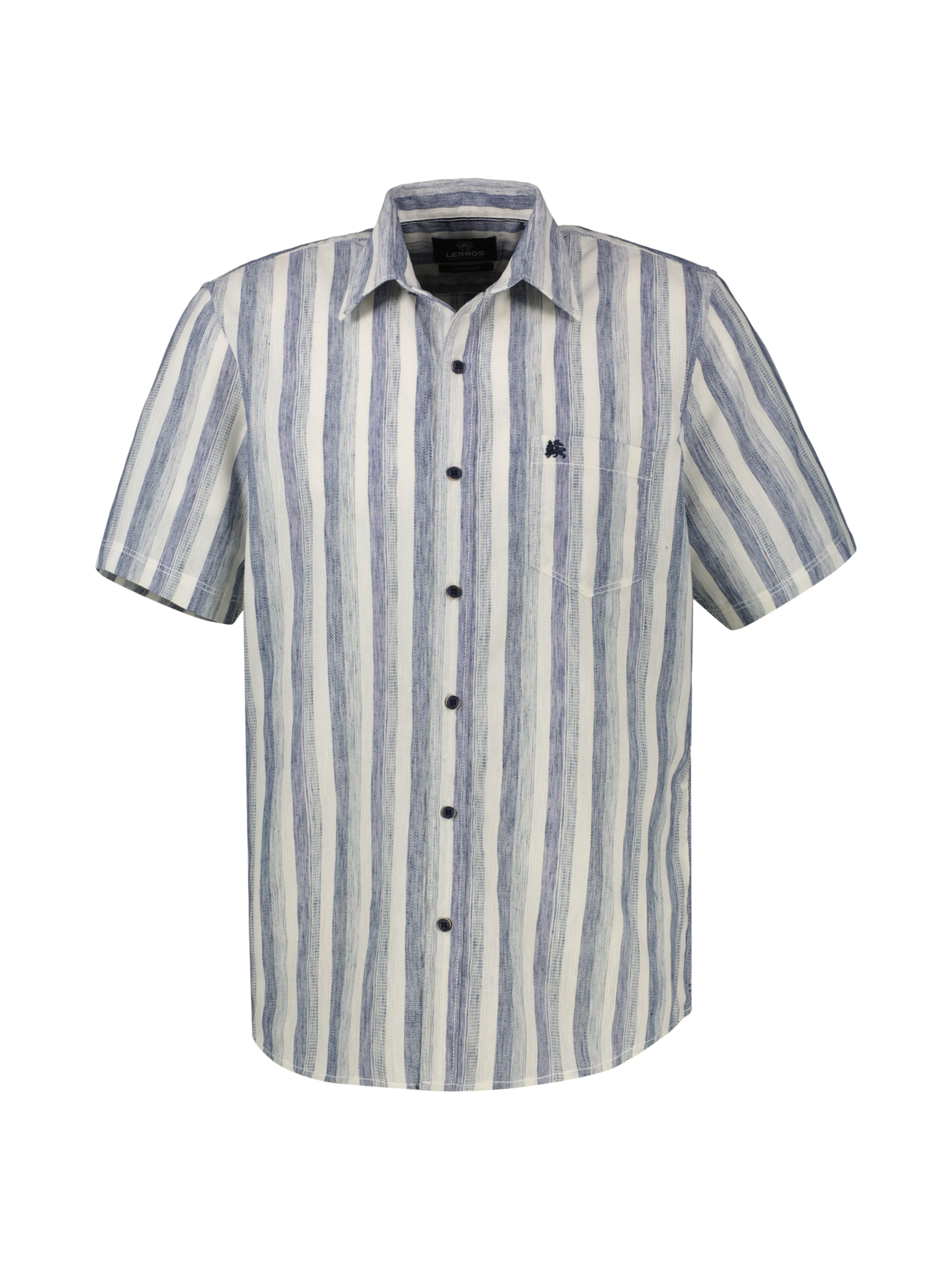 LERROS Gestreiftes Kurzarmhemd, atmungsaktiv in Blau: Vorderseite