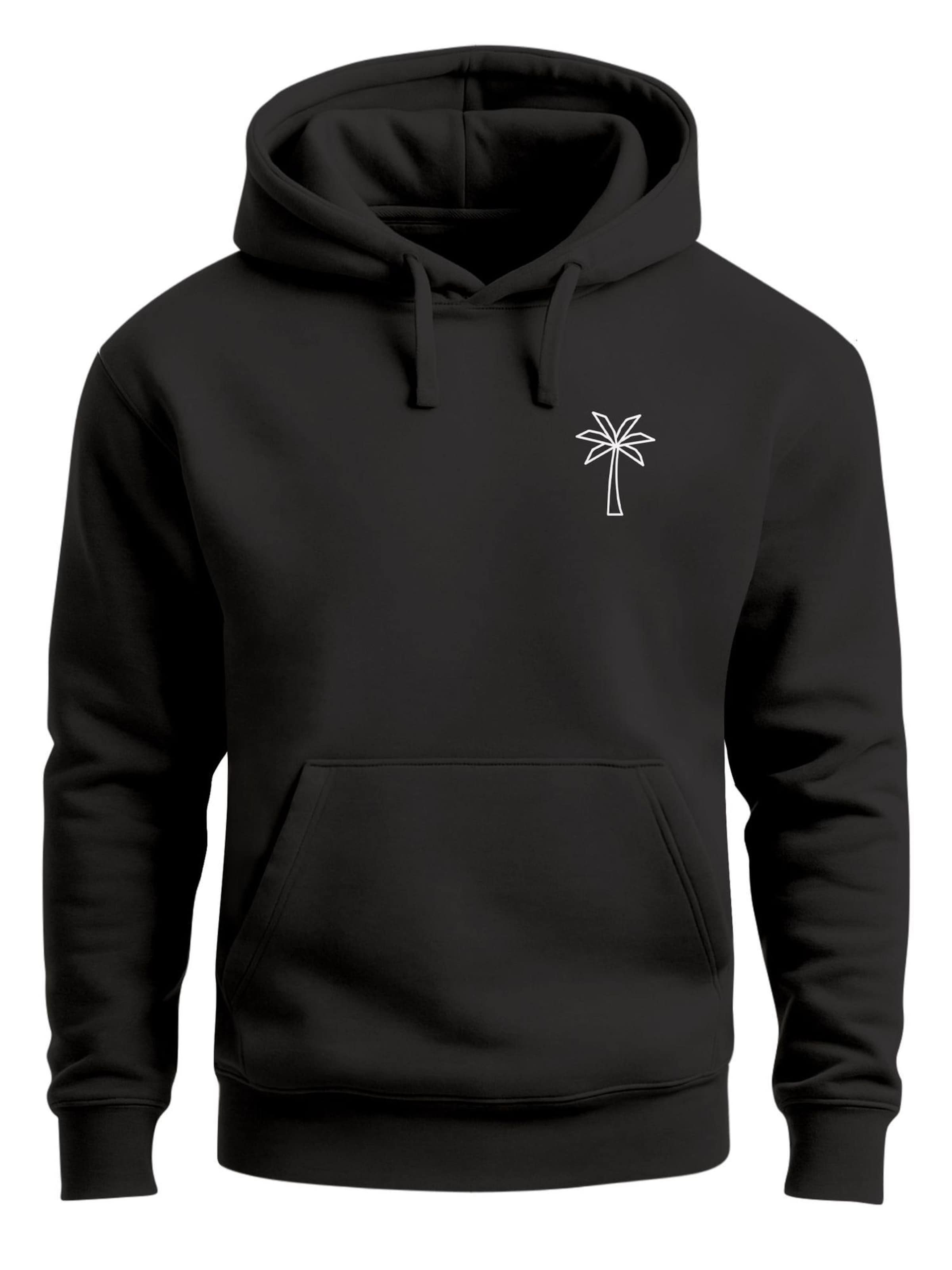 Neverless Sweatshirt 'Palme Polygon' in Black: front