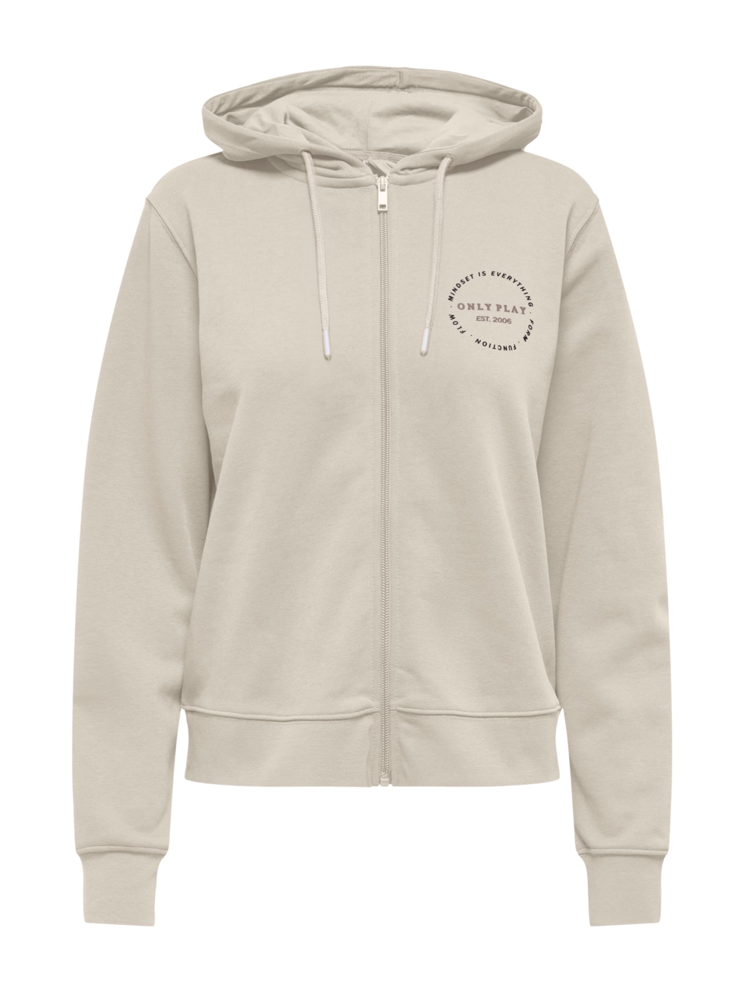 ONLY PLAY Sportief sweatvest 'Cava' in Beige: voorkant