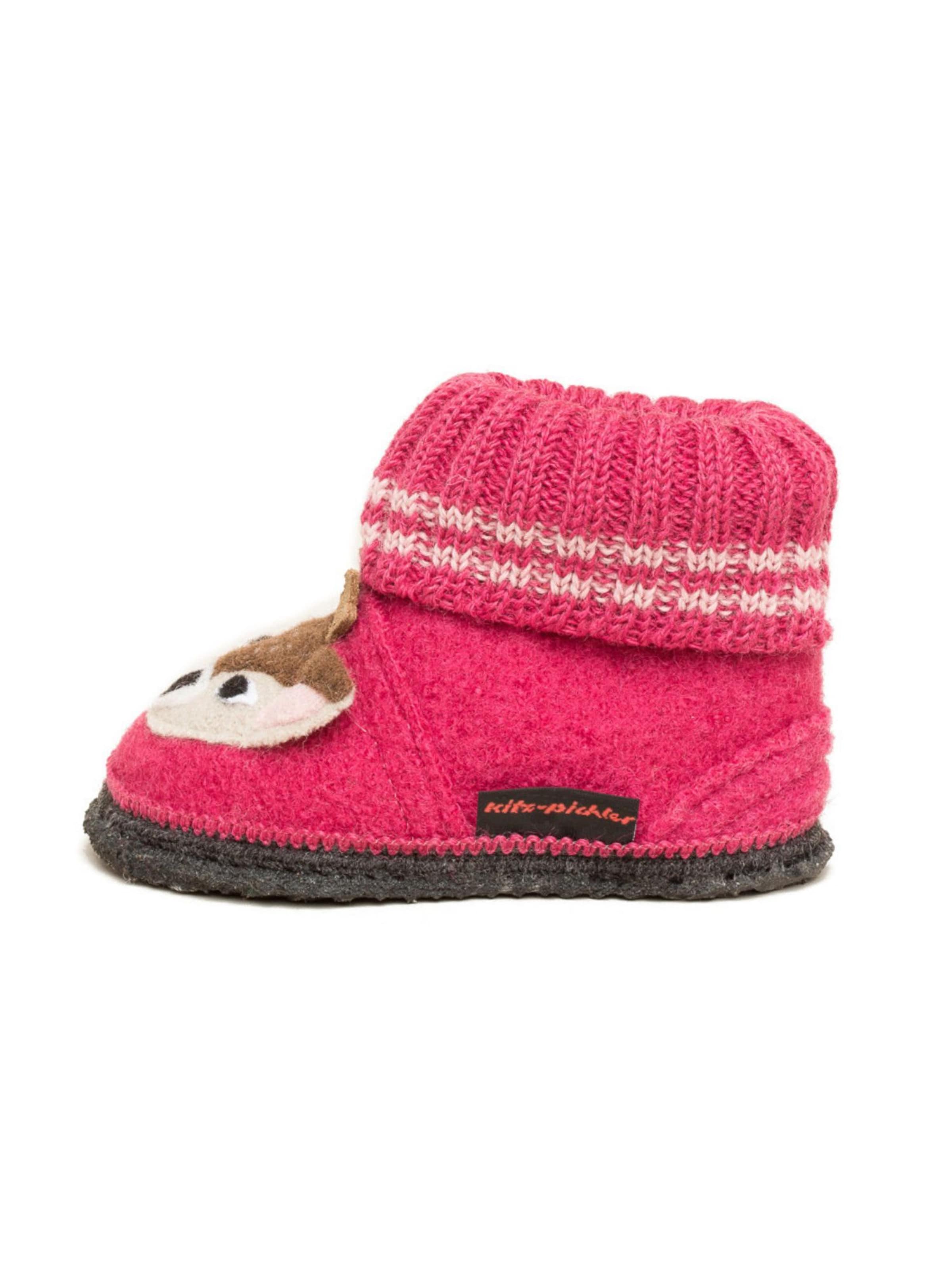 kitz-pichler Slippers 'Hüttenschuhe Kauns Appl. Reh' in Pink: front