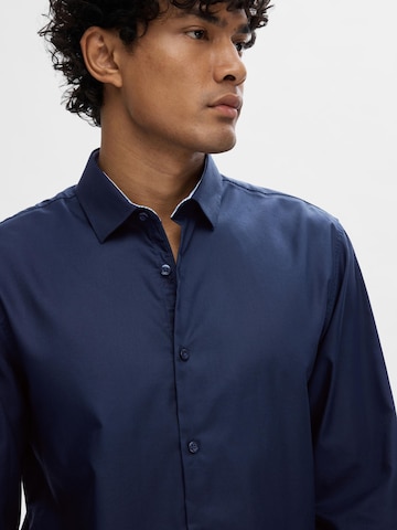 SELECTED Slim fit Button Up Shirt 'SLHMark' in Blue