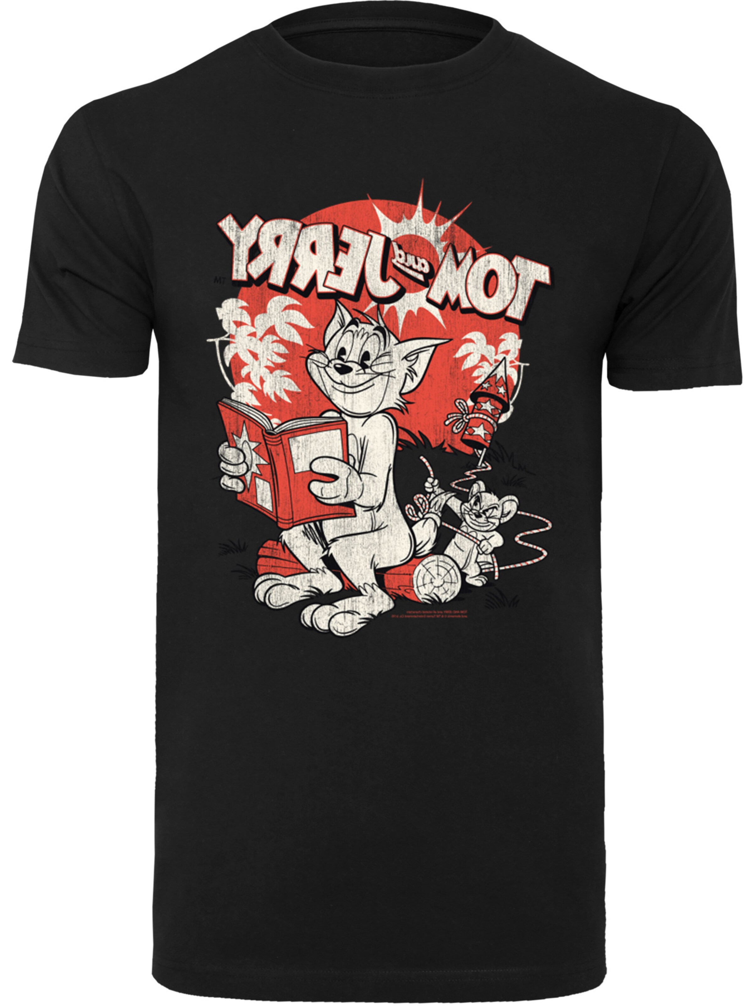T-Shirt 'Tom und Jerry Rocket Prank' F4NT4STIC en noir : devant