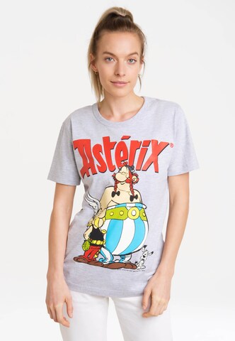LOGOSHIRT Shirt 'Asterix der Gallier - Asterix & Obelix' in Grey: front