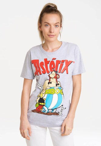 LOGOSHIRT T-Shirt 'Asterix der Gallier - Asterix & Obelix' in Grau: predná strana