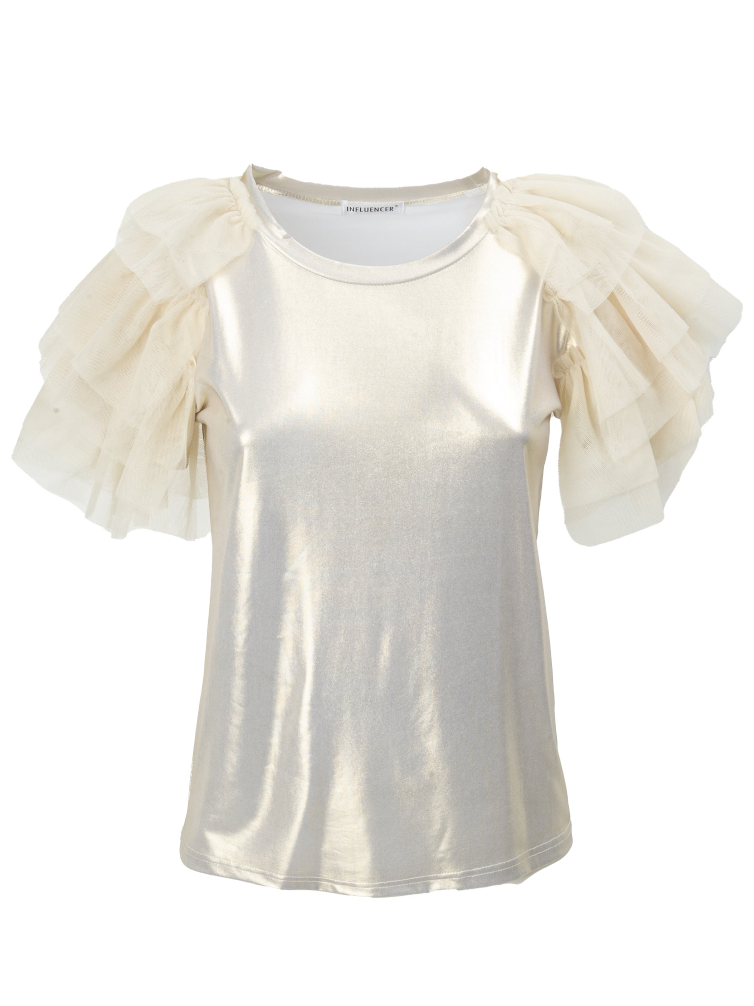 Influencer Тениска 'Glittery' в злато: отпред
