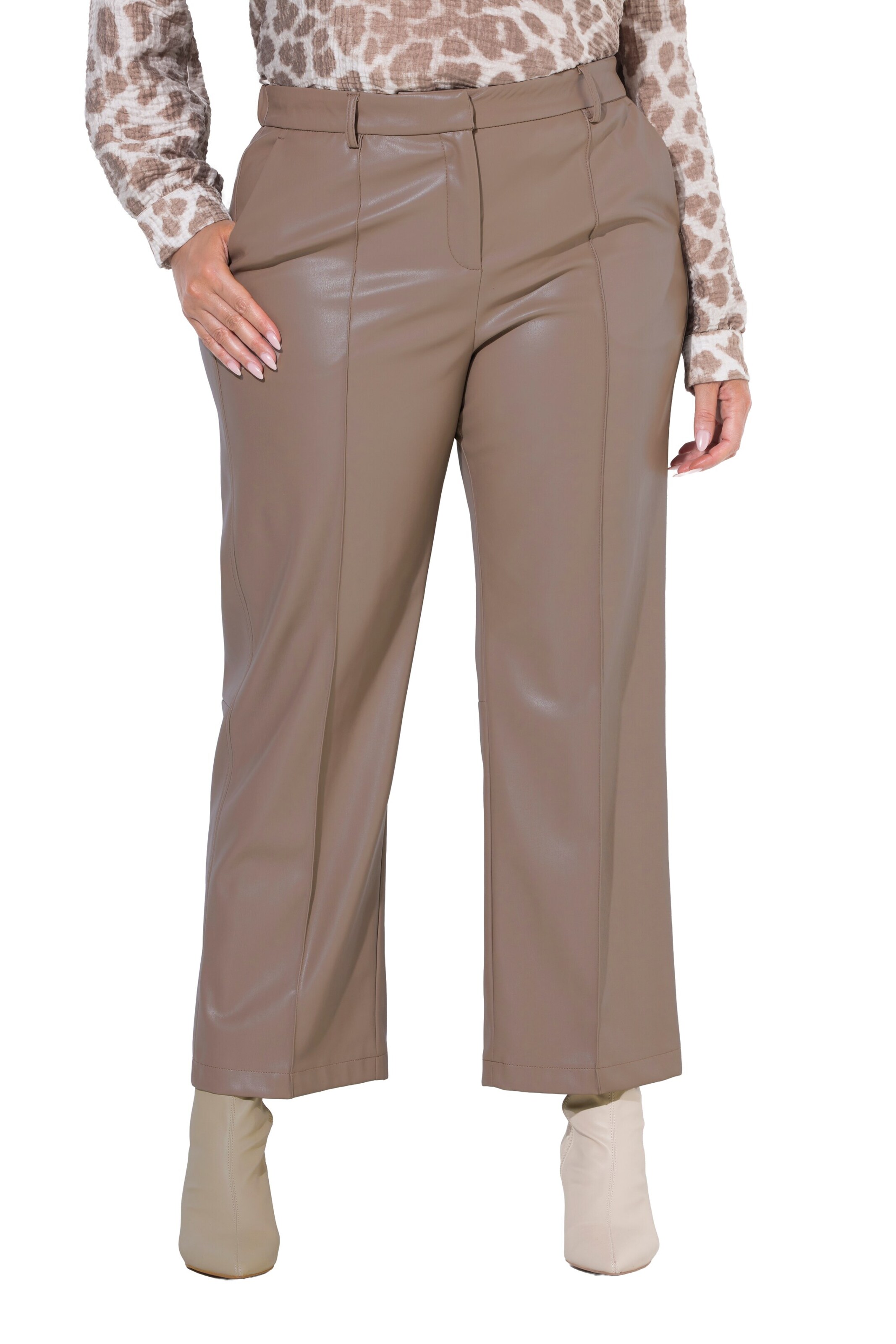 Ulla Popken Regular Broek in Bruin: voorkant