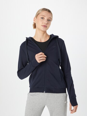 4F Athletic Zip-Up Hoodie in Blue: front