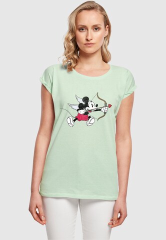 ABSOLUTE CULT T-Shirt 'Mickey Mouse - Love Cherub' in Grün: predná strana