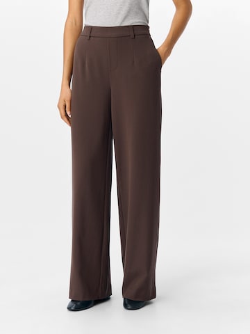 OBJECT Wide leg Chino Pants 'OBJLisa' in Brown: front